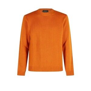 Roberto Collina Ribbed Crew Neck Sweater In Orange Merino Wool - NWT